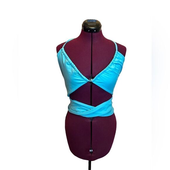 5 for $25🔥Large Princess Polly Cervo Tie Up Teal Crop Top - Picture 1 of 5